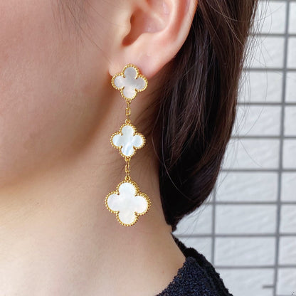 [TOPON]CLOVER MOP 3 MOTIFS GOLD EARRINGS