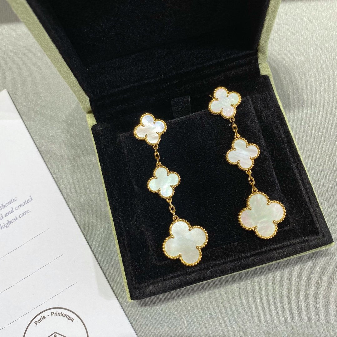 [TOPON]CLOVER MOP 3 MOTIFS GOLD EARRINGS