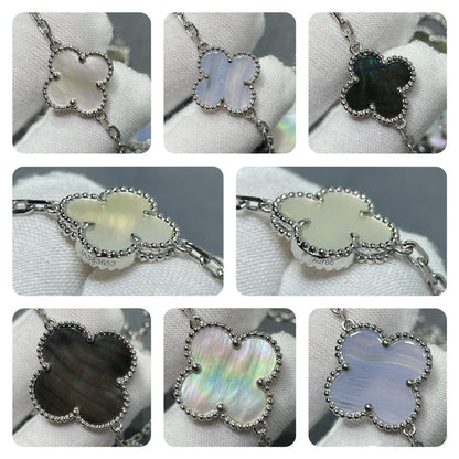 [TOPON]CLOVER 16 MOTIF CHALCEDONY MOP SILVER NECKLACE