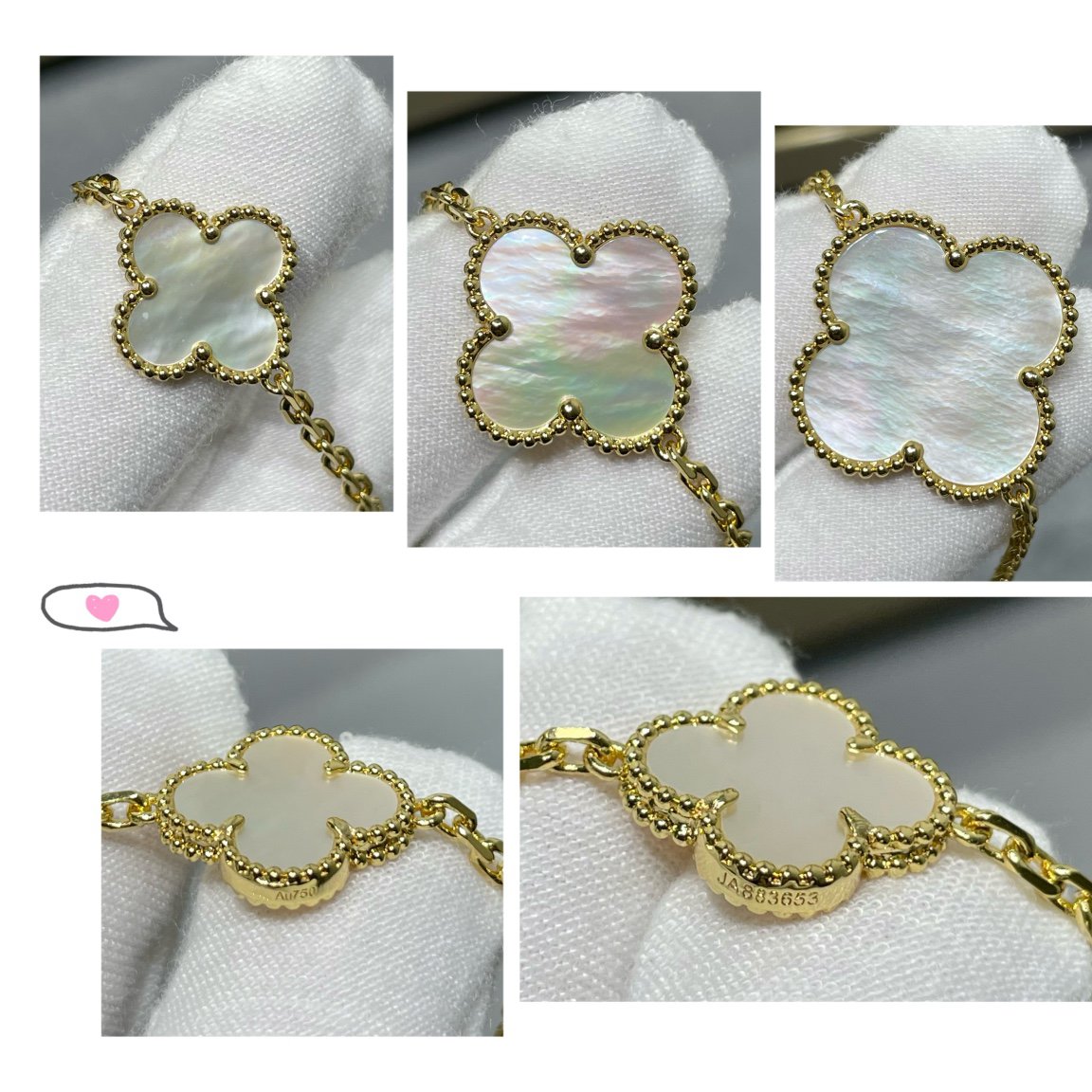 [TOPON]CLOVER 16 MOTIF WHITE MOP GOLD NECKLACE