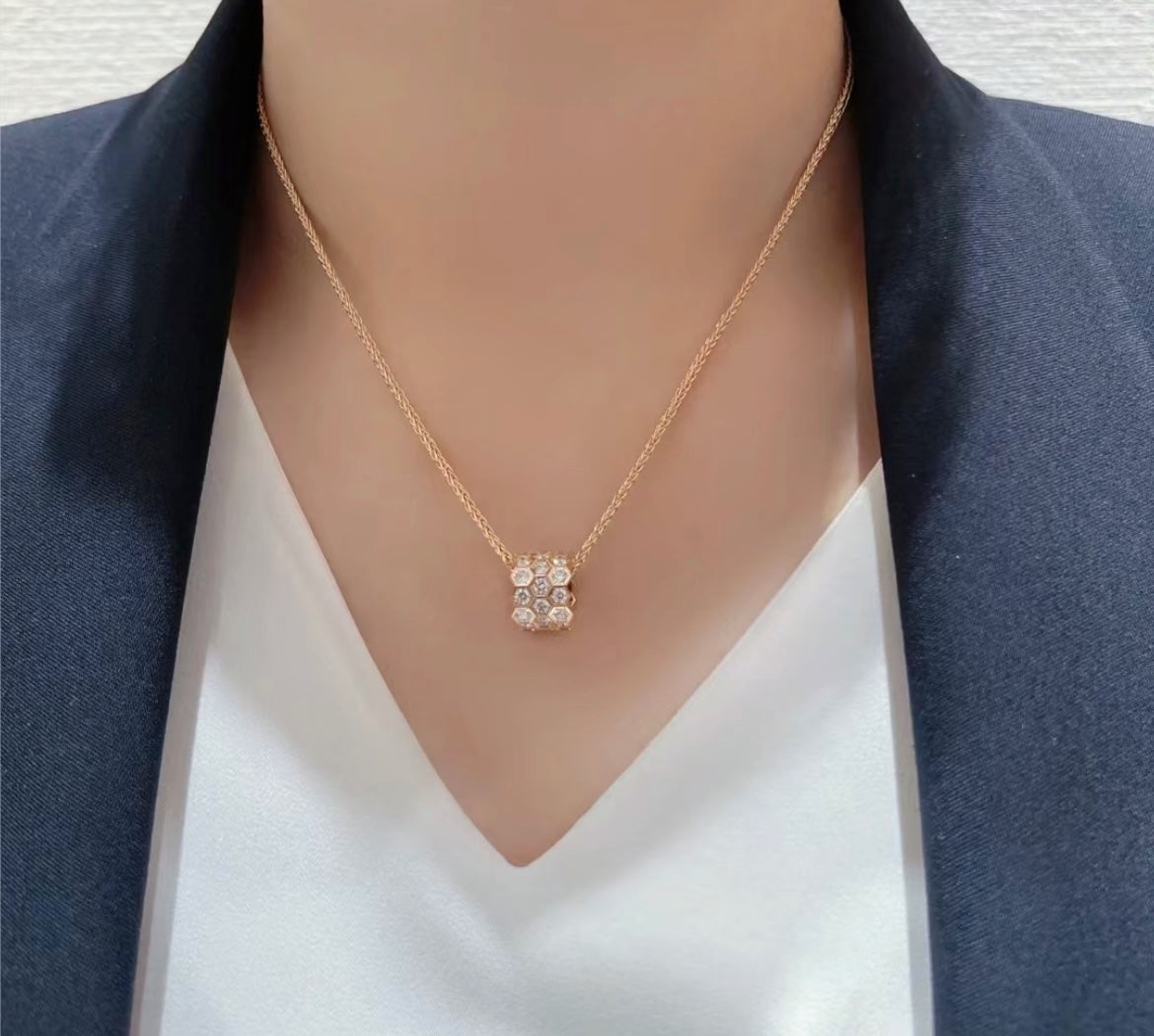 [TOPON]BEE LOVE DIAMOND PAVED 3 ROW NECKLACE