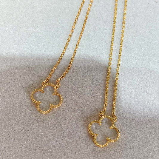 [TOPON]CLOVER ROCK CRYSTAL ROSE GOLD NECKLACE