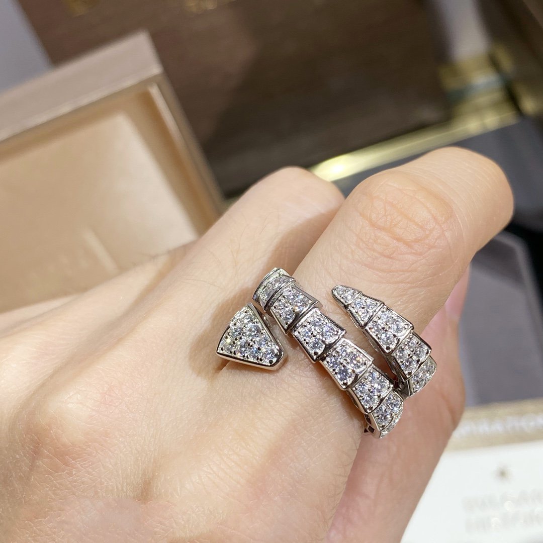 [TOPON]SERPENTI DOUBLE RING SILVER DIAMOND PAVED