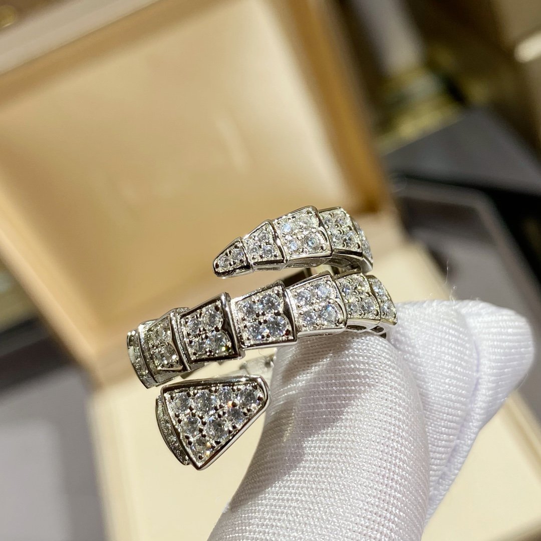 [TOPON]SERPENTI DOUBLE RING SILVER DIAMOND PAVED