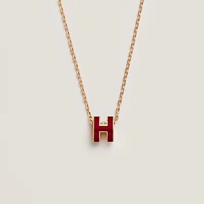 [TOPON]HM CLIC RED ENAMEL GOLD NECKLACE