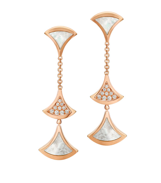 [TOPON]DREAM EARRINGS 3 MOTIFS DIAMOND MOP PINK GOLD