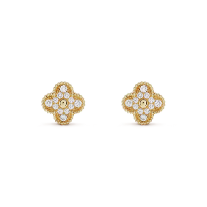 [TOPON]CLOVER MEDIUM 1 MOTIFS FUll DIAMOND EARRINGS