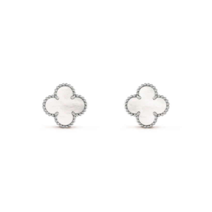 [TOPON]CLOVER MEDIUM 1 MOTIFS  WHITE MOP EARRINGS SILVER