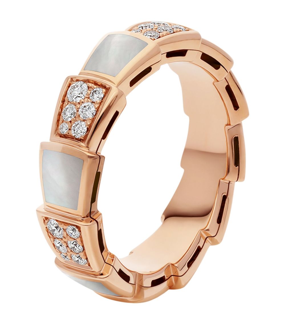 [TOPON]SERPENTI RING PINK GOLD MOP DIAMOND PAVED 4MM