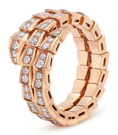 [TOPON]SERPENTI RING PINK GOLD DIAMOND DOUBLE ROW