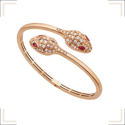 [TOPON]SERPENTI BRACELET PINK GOLD DIAMOND DOUBLE SNAKE