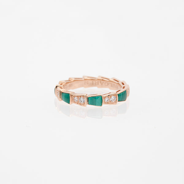 [TOPON]SERPENTI RING PINK GOLD MALACHITE DIAMOND 3MM