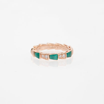 [TOPON]SERPENTI RING PINK GOLD MALACHITE DIAMOND 3MM