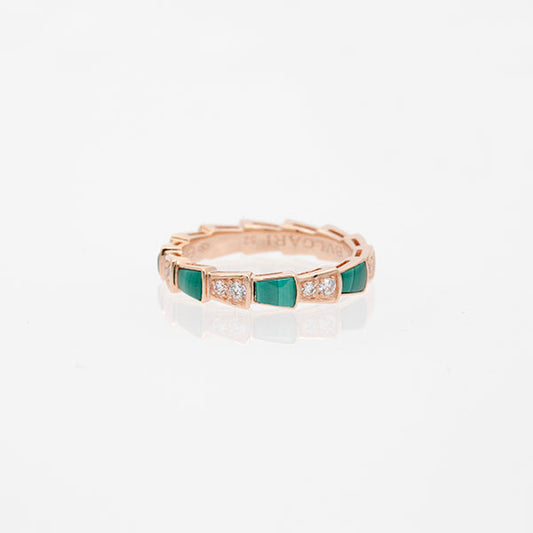 [TOPON]SERPENTI RING PINK GOLD MALACHITE DIAMOND 3MM