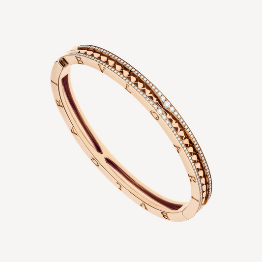 [TOPON]ZERO 1 SPIRAL AND PAVED DIAMOND PINK GOLD BRACELET