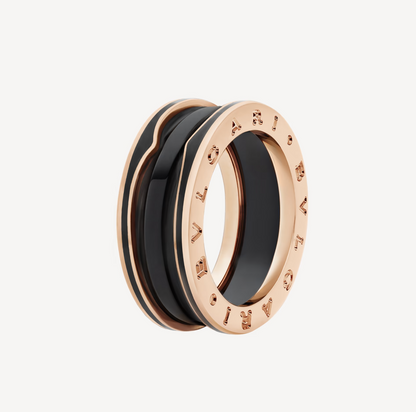 [TOPON]ZERO 1 TWO-BAND WITH MATTE BLACK CERAMIC PINK GOLD RING