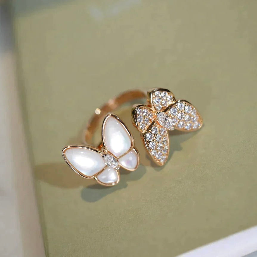 [TOPON]TWIN BUTTERFLY DIAMOND MOP RING