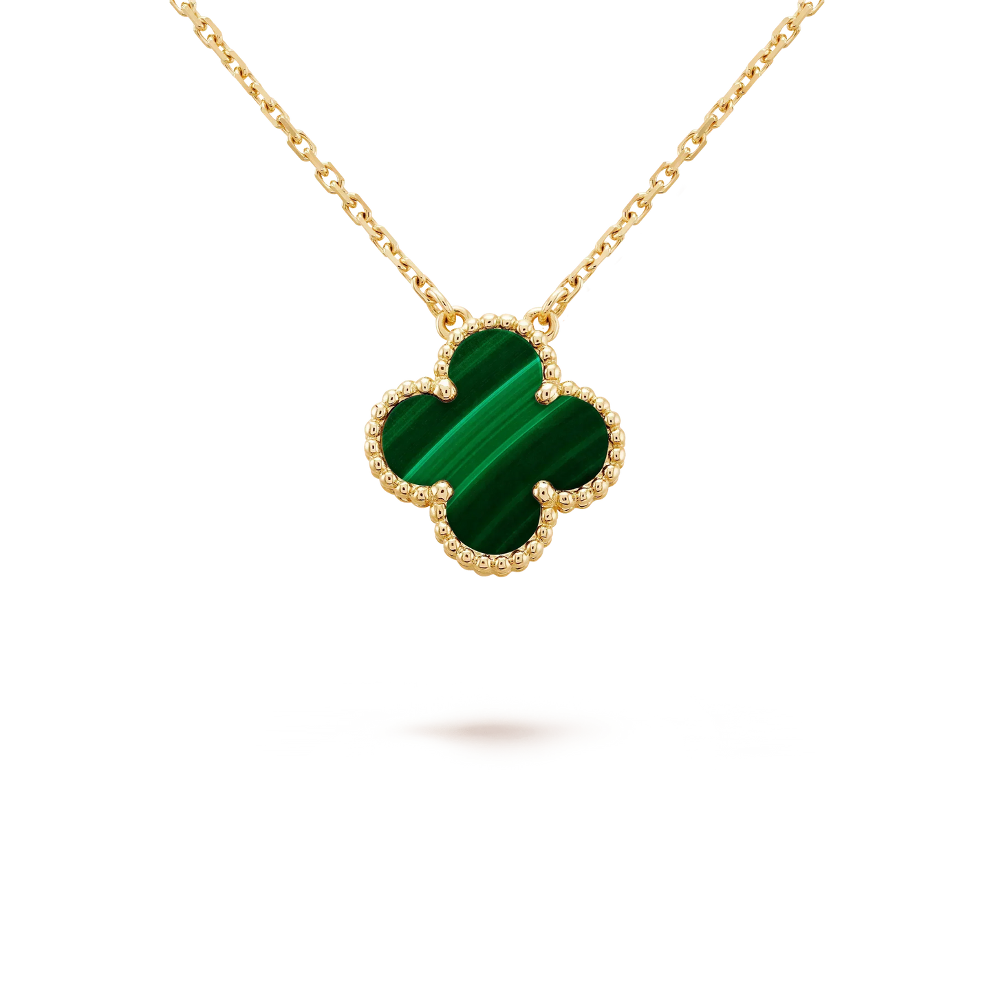 [TOPON]CLOVER 15MM MALACHITE SINGLE FLOWER  NECKLACE