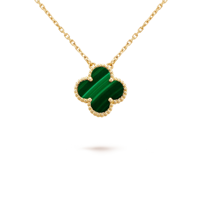 [TOPON]CLOVER 15MM MALACHITE SINGLE FLOWER  NECKLACE