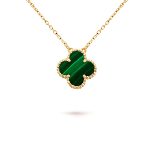 [TOPON]CLOVER 15MM MALACHITE SINGLE FLOWER  NECKLACE