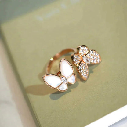 [TOPON]TWIN BUTTERFLY DIAMOND MOP RING