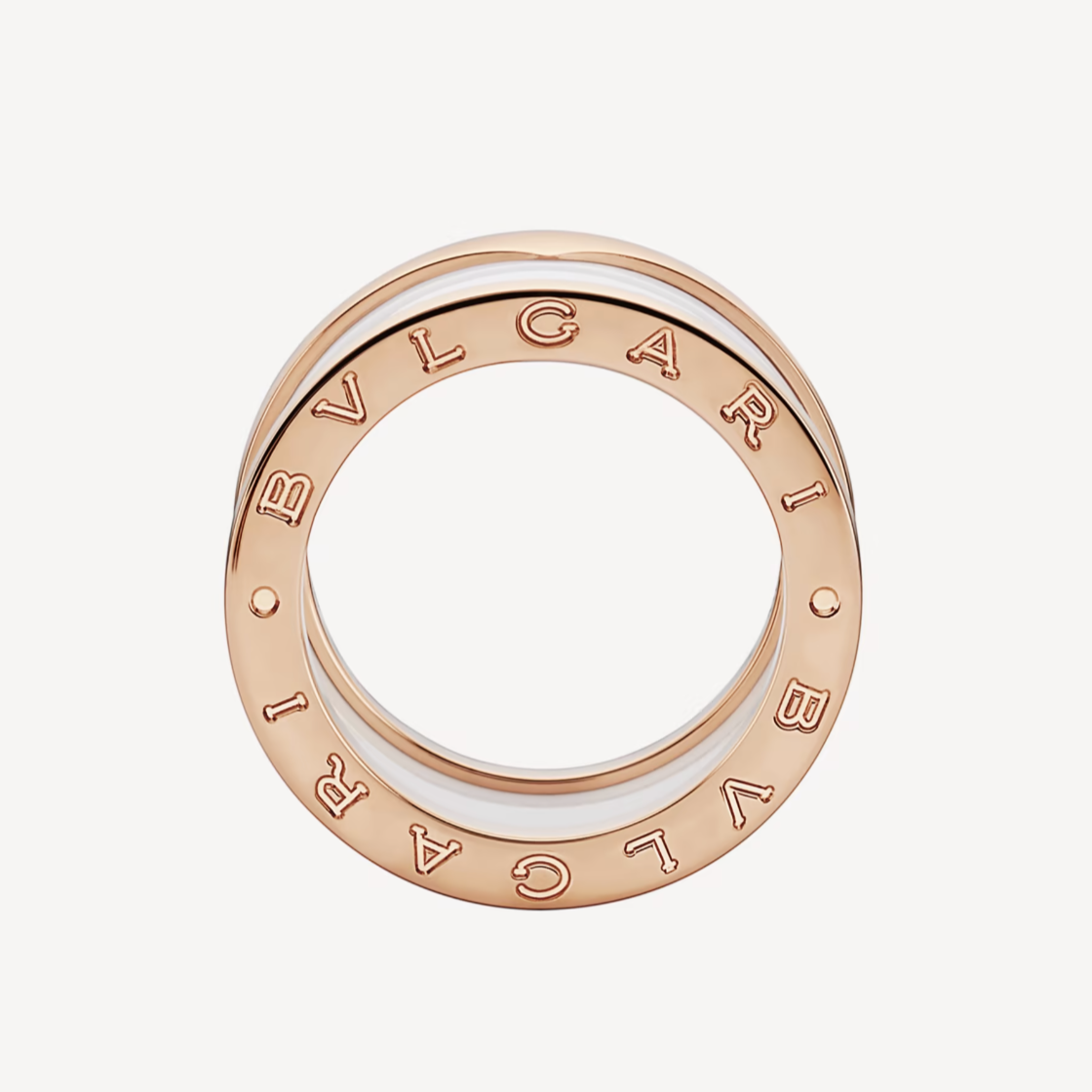 [TOPON]ZERO 1 FOUR-BAND LOOPS AND WHITE CERAMIC SPIRAL PINK GOLD RING