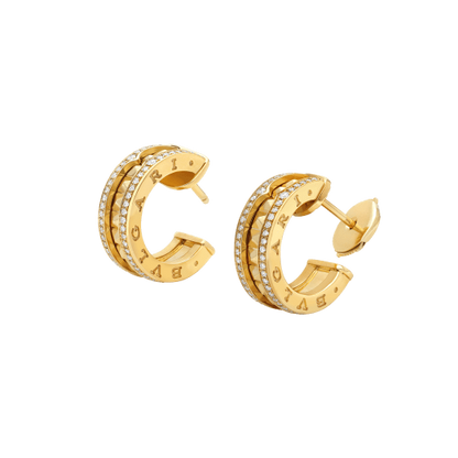 [TOPON]ZERO 1 ROCK GOLD EARRINGS WITH STUDDED SPIRAL AND PAVED DIAMONDS