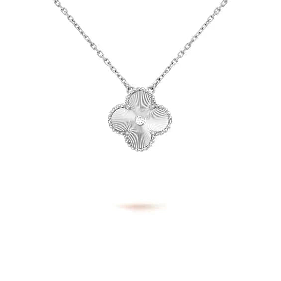 [TOPON]CLOVER  15MM DIAMOND LASER NECKLACE SILVER