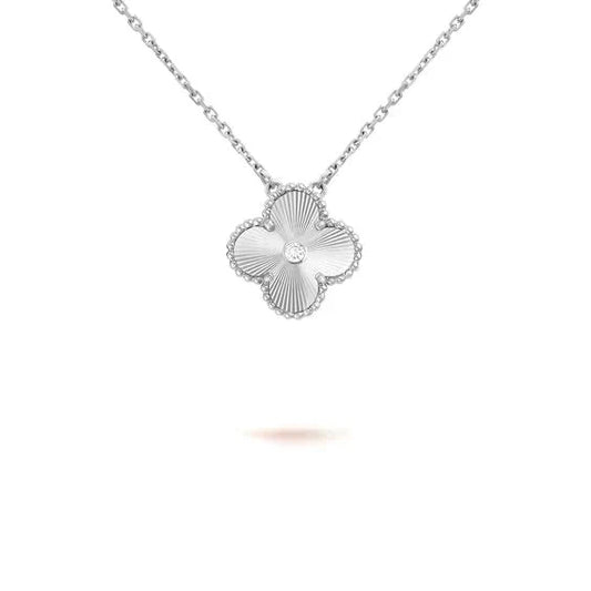 [TOPON]CLOVER  15MM DIAMOND LASER NECKLACE SILVER