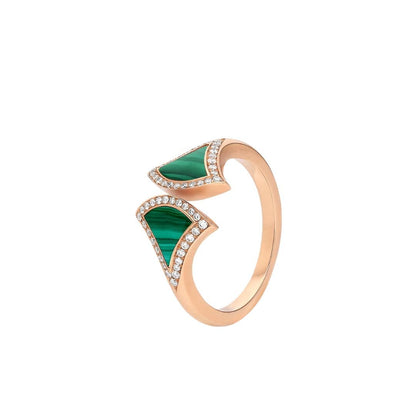 [TOPON]DREAM MALACHITE DIAMOND OPEN RING