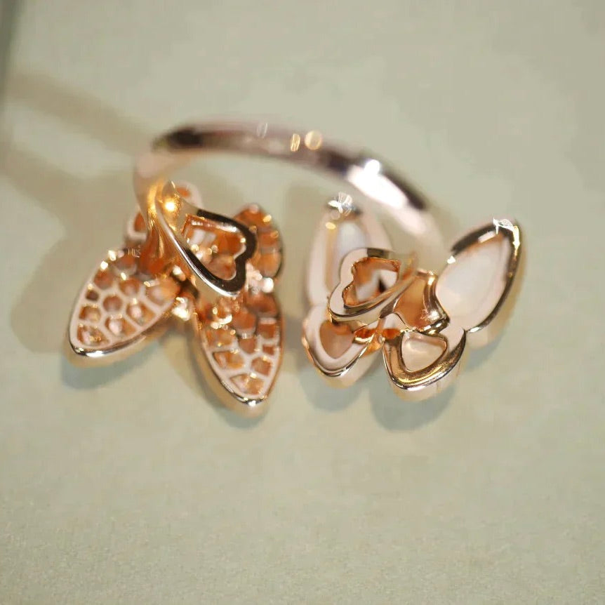 [TOPON]TWIN BUTTERFLY DIAMOND MOP RING