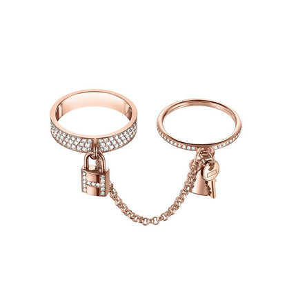 [TOPON]HM KELLY CLOCHETTE DOUBLE RING IN ROSE GOLD WITH DIAMONDS