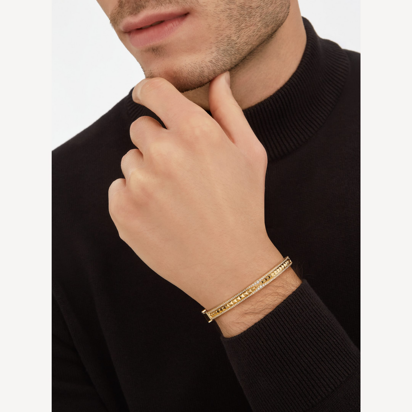 [TOPON]ZERO 1 SPIRAL AND PAVED DIAMOND GOLD BRACELET