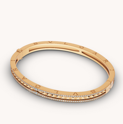 [TOPON]ZERO 1 SPIRAL AND PAVED DIAMOND GOLD BRACELET