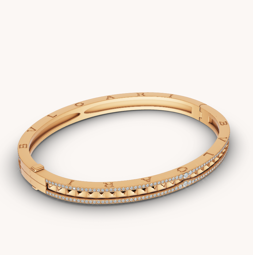 [TOPON]ZERO 1 SPIRAL AND PAVED DIAMOND GOLD BRACELET