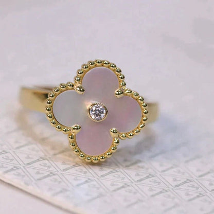 [TOPON]CLOVER PINK MOP RING GOLD DIAMOND