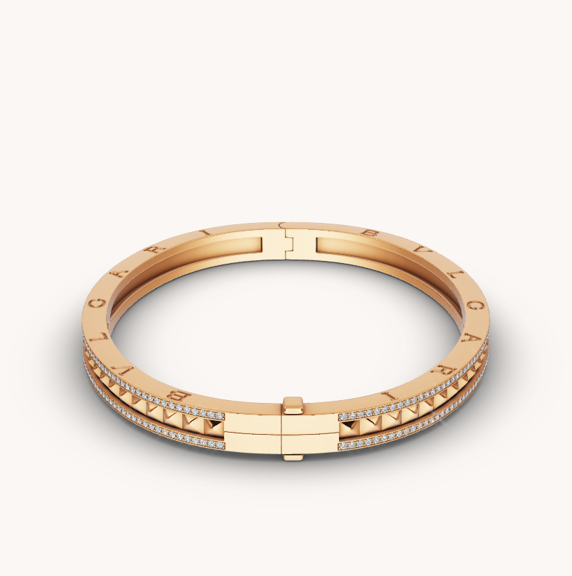 [TOPON]ZERO 1 SPIRAL AND PAVED DIAMOND GOLD BRACELET