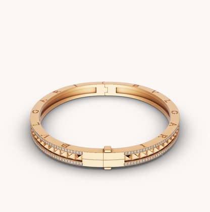 [TOPON]ZERO 1 SPIRAL AND PAVED DIAMOND GOLD BRACELET