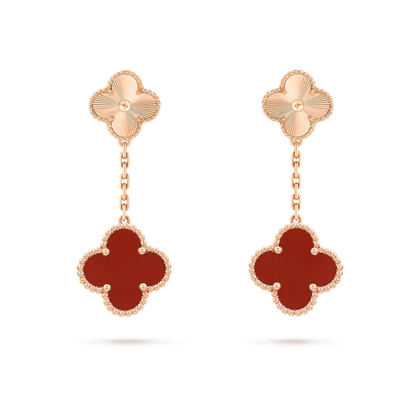 [TOPON]CLOVER 2 MOTIF  LASER CARNELIAN EARRINGS