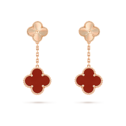 [TOPON]CLOVER 2 MOTIF  LASER CARNELIAN EARRINGS