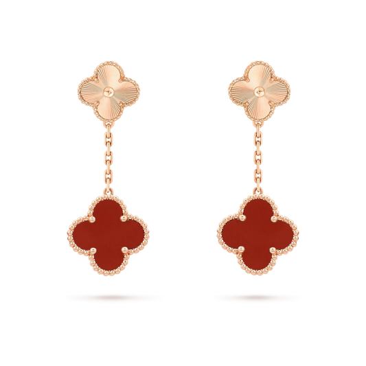 [TOPON]CLOVER 2 MOTIF  LASER CARNELIAN EARRINGS