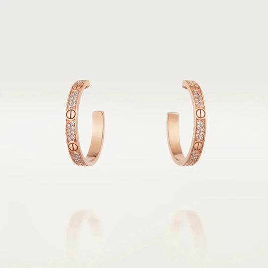 [TOPON]LOVE DIAMOND PINK GOLD HOOP EARRINGS