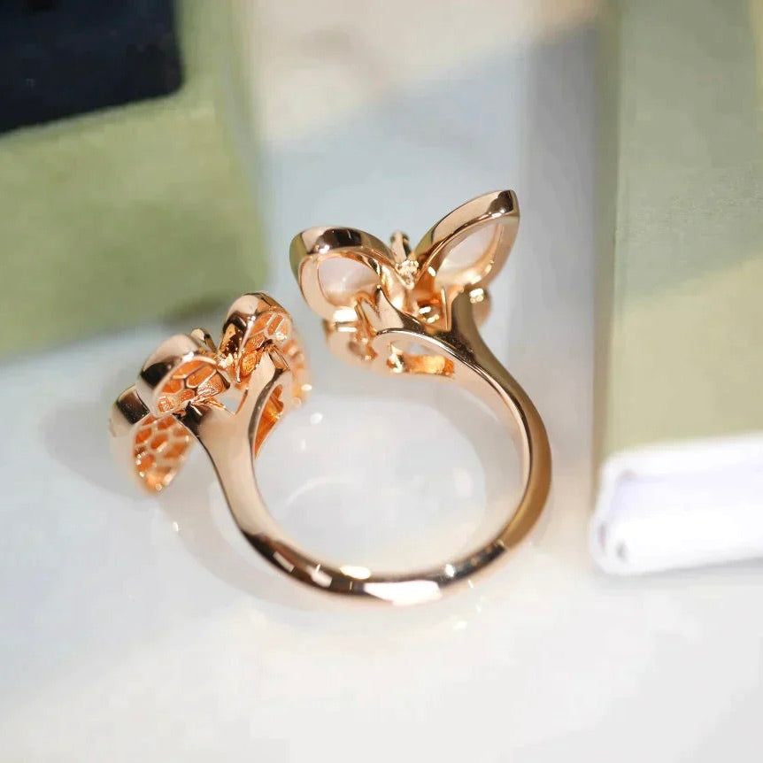 [TOPON]TWIN BUTTERFLY DIAMOND MOP RING