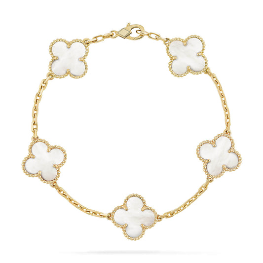 [TOPON]CLOVER  5 MOTIF WHITE MOP BRACELET