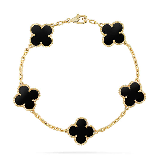 [TOPON]CLOVER  5 MOTIFS BLACK ONYX BRACELET