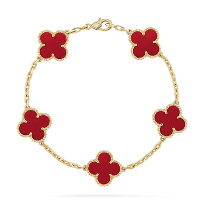 [TOPON]CLOVER 5 MOTIFS RED AGATE  BRACELET