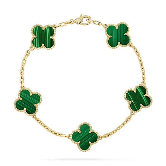 [TOPON]CLOVER 5 MOTIFS MALACHITE BRACELET