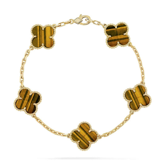 [TOPON]CLOVER  5 MOTIFS TIGER EYE BRACELET