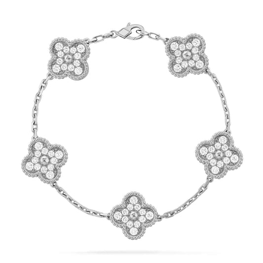 [TOPON]CLOVER 5 MOTIFS  DIAMOND BRACELET SILVER