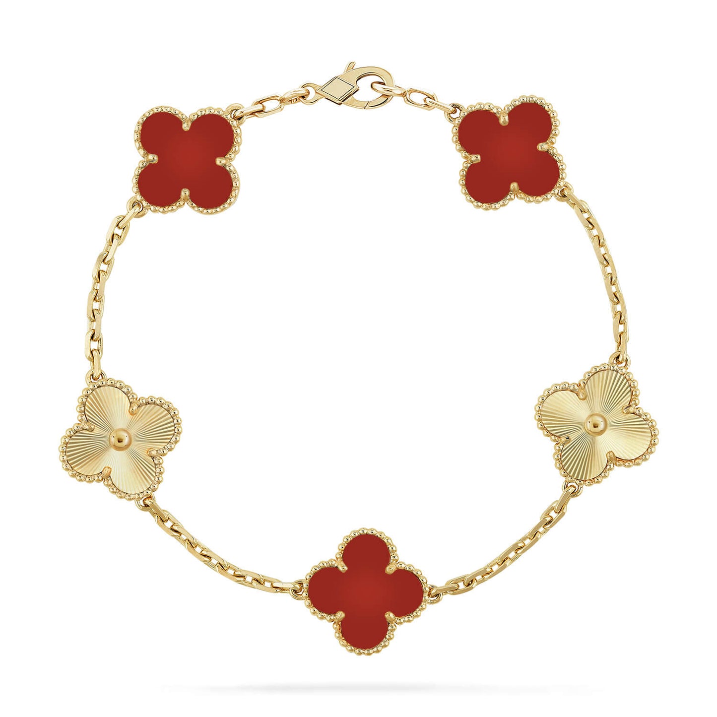 [TOPON]CLOVER  5 MOTIFS CARNELIAN GOLD BRACELET